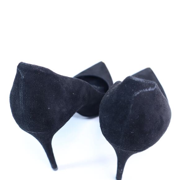 ALEXANDER MCQUEEN Gold Capped Suede Pumps Black Pointed Toe Women's 35.5/US 5.5 - Picture 6 of 10